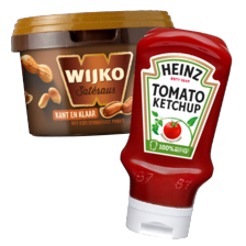 Wijko satésaus of Heinz ketchup, 50% of zero